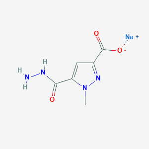 molecular formula C6H7N4NaO3 B2358608 Sodium 5-(hydrazinecarbonyl)-1-methyl-1H-pyrazole-3-carboxylate CAS No. 1147229-43-3