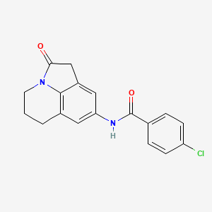 molecular formula C18H15ClN2O2 B2358609 4-chloro-N-(2-oxo-2,4,5,6-tetrahydro-1H-pyrrolo[3,2,1-ij]quinolin-8-yl)benzamide CAS No. 898410-74-7