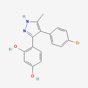 molecular formula C16H13BrN2O2 B2358617 4-(4-(4-溴苯基)-5-甲基-1H-吡唑-3-基)苯-1,3-二酚 CAS No. 955876-77-4