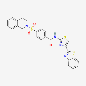 molecular formula C26H20N4O3S3 B2358636 N-(4-(benzo[d]thiazol-2-yl)thiazol-2-yl)-4-((3,4-dihydroisoquinolin-2(1H)-yl)sulfonyl)benzamide CAS No. 361173-91-3