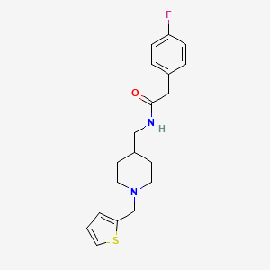 molecular formula C19H23FN2OS B2358644 2-(4-fluorophenyl)-N-({1-[(thiophen-2-yl)methyl]piperidin-4-yl}methyl)acetamide CAS No. 953917-04-9