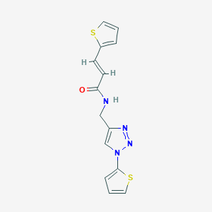 molecular formula C14H12N4OS2 B2358652 (E)-3-(噻吩-2-基)-N-((1-(噻吩-2-基)-1H-1,2,3-三唑-4-基)甲基)丙烯酰胺 CAS No. 2035022-45-6
