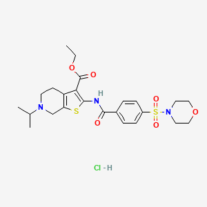 molecular formula C24H32ClN3O6S2 B2358668 Ethyl 6-isopropyl-2-(4-(morpholinosulfonyl)benzamido)-4,5,6,7-tetrahydrothieno[2,3-c]pyridine-3-carboxylate hydrochloride CAS No. 1216377-16-0