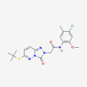 molecular formula C19H22ClN5O3S B2358672 2-(6-叔丁基硫代-3-氧代-[1,2,4]三唑并[4,3-b]哒嗪-2-基)-N-(4-氯-2-甲氧基-5-甲苯基)乙酰胺 CAS No. 1040666-44-1