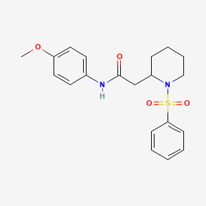 molecular formula C20H24N2O4S B2358685 N-(4-甲氧基苯基)-2-(1-(苯磺酰基)哌啶-2-基)乙酰胺 CAS No. 1021073-69-7