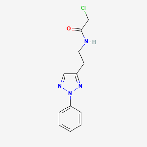 molecular formula C12H13ClN4O B2358709 2-Chloro-N-[2-(2-phenyltriazol-4-yl)ethyl]acetamide CAS No. 2411267-91-7