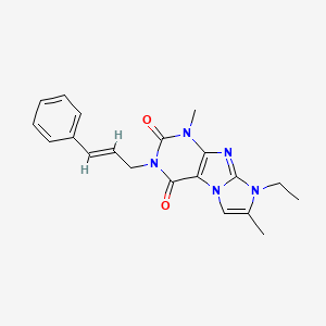 molecular formula C20H21N5O2 B2358713 3-肉桂酰基-8-乙基-1,7-二甲基-1H-咪唑并[2,1-f]嘌呤-2,4(3H,8H)-二酮 CAS No. 887462-27-3