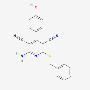 molecular formula C20H14N4OS B2358717 2-氨基-6-(苄硫基)-4-(4-羟苯基)吡啶-3,5-二腈 CAS No. 221178-97-8