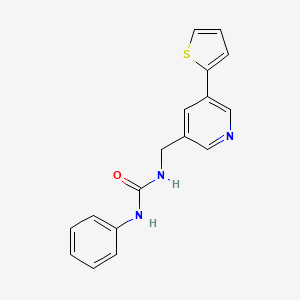 molecular formula C17H15N3OS B2358732 1-Phenyl-3-((5-(thiophen-2-yl)pyridin-3-yl)methyl)urea CAS No. 2034411-10-2