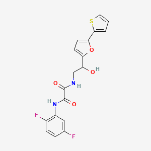 molecular formula C18H14F2N2O4S B2358743 N'-(2,5-Difluorophenyl)-N-[2-hydroxy-2-(5-thiophen-2-ylfuran-2-yl)ethyl]oxamide CAS No. 2309749-95-7