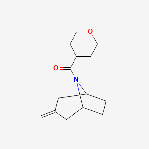 molecular formula C14H21NO2 B2358747 ((1R,5S)-3-methylene-8-azabicyclo[3.2.1]octan-8-yl)(tetrahydro-2H-pyran-4-yl)methanone CAS No. 2320601-18-9