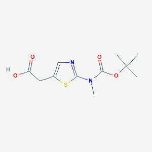 molecular formula C11H16N2O4S B2358757 2-[2-[Methyl-[(2-methylpropan-2-yl)oxycarbonyl]amino]-1,3-thiazol-5-yl]acetic acid CAS No. 2248385-91-1