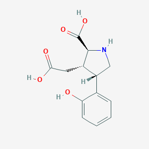 molecular formula C13H15NO5 B235876 4-(2-Hydroxyphenyl)-2-carboxy-3-pyrrolidineacetic acid CAS No. 132785-32-1