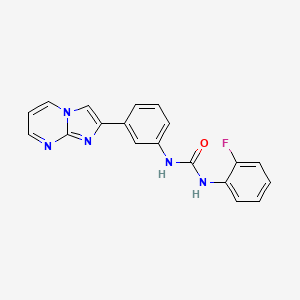 molecular formula C19H14FN5O B2358765 N-(2-fluorophenyl)-N'-(3-imidazo[1,2-a]pyrimidin-2-ylphenyl)urea CAS No. 861210-37-9