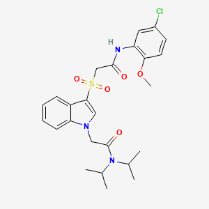 molecular formula C25H30ClN3O5S B2358786 2-(3-((2-((5-chloro-2-methoxyphenyl)amino)-2-oxoethyl)sulfonyl)-1H-indol-1-yl)-N,N-diisopropylacetamide CAS No. 896010-14-3