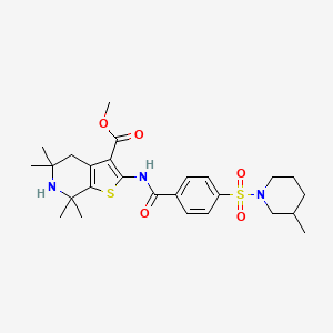 Methyl 5,5,7,7-tetramethyl-2-[[4-(3-methylpiperidin-1-yl)sulfonylbenzoyl]amino]-4,6-dihydrothieno[2,3-c]pyridine-3-carboxylate
