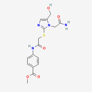 methyl 4-(2-((1-(2-amino-2-oxoethyl)-5-(hydroxymethyl)-1H-imidazol-2-yl)thio)acetamido)benzoate