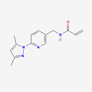 molecular formula C14H16N4O B2358805 N-[[6-(3,5-Dimethylpyrazol-1-yl)pyridin-3-yl]methyl]prop-2-enamide CAS No. 2125395-84-6