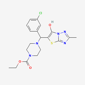 molecular formula C19H22ClN5O3S B2358819 4-((3-氯苯基)(6-羟基-2-甲基噻唑并[3,2-b][1,2,4]三唑-5-基)甲基)哌嗪-1-羧酸乙酯 CAS No. 851969-43-2