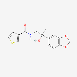 molecular formula C15H15NO4S B2358829 N-(2-(benzo[d][1,3]dioxol-5-yl)-2-hydroxypropyl)thiophene-3-carboxamide CAS No. 1396675-28-7
