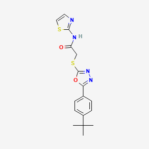 molecular formula C17H18N4O2S2 B2358835 2-((5-(4-(tert-ブチル)フェニル)-1,3,4-オキサジアゾール-2-イル)チオ)-N-(チアゾール-2-イル)アセトアミド CAS No. 851129-24-3