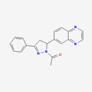 molecular formula C19H16N4O B2358845 1-(5-Phenyl-3-quinoxalin-6-yl-3,4-dihydropyrazol-2-yl)ethanone CAS No. 442649-89-0