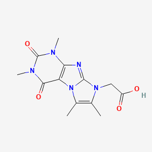molecular formula C13H15N5O4 B2358848 2-(1,3,6,7-tetramethyl-2,4-dioxo-3,4-dihydro-1H-imidazo[2,1-f]purin-8(2H)-yl)acetic acid CAS No. 878735-85-4