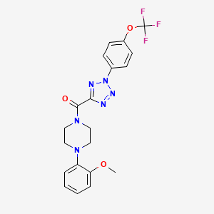 molecular formula C20H19F3N6O3 B2358849 (4-(2-甲氧基苯基)哌嗪-1-基)(2-(4-(三氟甲氧基)苯基)-2H-四唑-5-基)甲苯酮 CAS No. 1396792-76-9