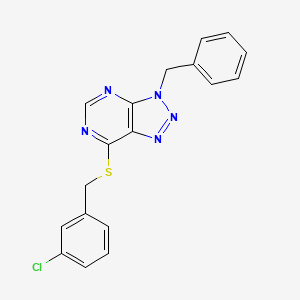 molecular formula C18H14ClN5S B2358850 3-benzyl-7-((3-chlorobenzyl)thio)-3H-[1,2,3]triazolo[4,5-d]pyrimidine CAS No. 863453-05-8