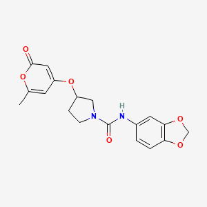 N-(benzo[d][1,3]dioxol-5-yl)-3-((6-methyl-2-oxo-2H-pyran-4-yl)oxy)pyrrolidine-1-carboxamide