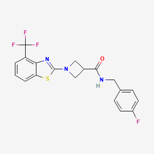 molecular formula C19H15F4N3OS B2358860 N-(4-fluorobenzyl)-1-(4-(trifluoromethyl)benzo[d]thiazol-2-yl)azetidine-3-carboxamide CAS No. 1396875-90-3