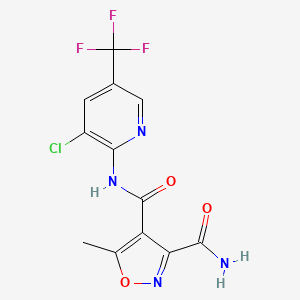 molecular formula C12H8ClF3N4O3 B2358861 N~4~-[3-クロロ-5-(トリフルオロメチル)-2-ピリジニル]-5-メチル-3,4-イソキサゾールジカルボキサミド CAS No. 338397-36-7