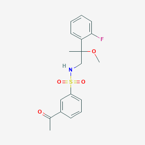 molecular formula C18H20FNO4S B2358867 3-アセチル-N-(2-(2-フルオロフェニル)-2-メトキシプロピル)ベンゼンスルホンアミド CAS No. 1797694-52-0