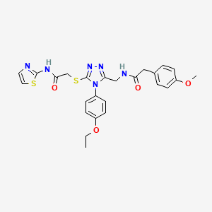 molecular formula C25H26N6O4S2 B2358875 2-((4-(4-ethoxyphenyl)-5-((2-(4-methoxyphenyl)acetamido)methyl)-4H-1,2,4-triazol-3-yl)thio)-N-(thiazol-2-yl)acetamide CAS No. 309969-62-8