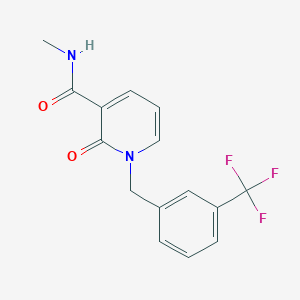 molecular formula C15H13F3N2O2 B2358879 N-methyl-2-oxo-1-[3-(trifluoromethyl)benzyl]-1,2-dihydro-3-pyridinecarboxamide CAS No. 338754-78-2