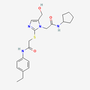 2-{[1-[2-(cyclopentylamino)-2-oxoethyl]-5-(hydroxymethyl)-1H-imidazol-2-yl]thio}-N-(4-ethylphenyl)acetamide