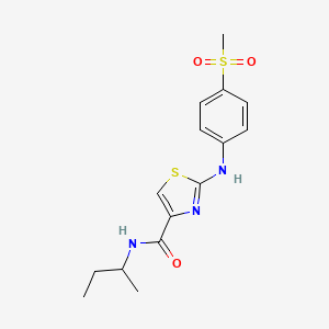 molecular formula C15H19N3O3S2 B2358885 N-(sec-butyl)-2-((4-(methylsulfonyl)phenyl)amino)thiazole-4-carboxamide CAS No. 1210674-32-0