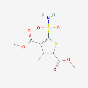 molecular formula C9H11NO6S2 B2358889 2,4-Dimethyl 3-methyl-5-sulfamoylthiophene-2,4-dicarboxylate CAS No. 923748-01-0