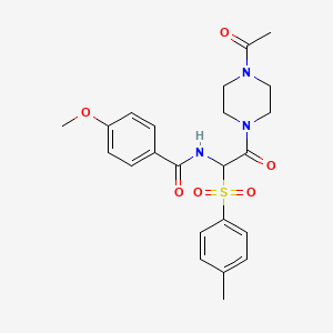N-(2-(4-acetylpiperazin-1-yl)-2-oxo-1-tosylethyl)-4-methoxybenzamide