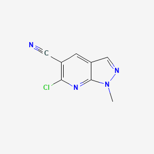 molecular formula C8H5ClN4 B2358900 6-氯-1-甲基-1H-吡唑并[3,4-b]吡啶-5-碳腈 CAS No. 1216269-91-8