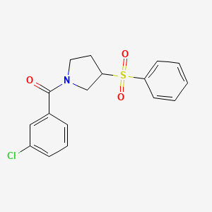 molecular formula C17H16ClNO3S B2358902 (3-Chlorophenyl)(3-(phenylsulfonyl)pyrrolidin-1-yl)methanone CAS No. 1705978-62-6
