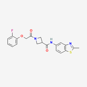 molecular formula C20H18FN3O3S B2358904 1-[2-(2-氟苯氧基)乙酰基]-N-(2-甲基-1,3-苯并噻唑-5-基)氮杂环丁烷-3-甲酰胺 CAS No. 1448133-85-4