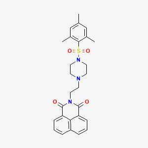 molecular formula C27H29N3O4S B2358910 2-(2-(4-(mésitylsulfonyl)pipérazin-1-yl)éthyl)-1H-benzo[de]isoquinoléine-1,3(2H)-dione CAS No. 324774-77-8