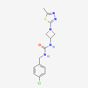 molecular formula C14H16ClN5OS B2358915 1-[(4-Chlorophenyl)methyl]-3-[1-(5-methyl-1,3,4-thiadiazol-2-yl)azetidin-3-yl]urea CAS No. 2415630-33-8