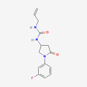 molecular formula C14H16FN3O2 B2358918 1-烯丙基-3-(1-(3-氟苯基)-5-氧代吡咯烷-3-基)脲 CAS No. 894025-54-8
