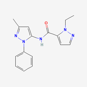 molecular formula C16H17N5O B2358921 1-ethyl-N-(3-methyl-1-phenyl-1H-pyrazol-5-yl)-1H-pyrazole-5-carboxamide CAS No. 1203030-77-6