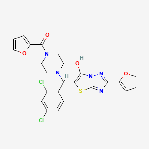 molecular formula C24H19Cl2N5O4S B2358925 (4-((2,4-Dichlorophenyl)(2-(furan-2-yl)-6-hydroxythiazolo[3,2-b][1,2,4]triazol-5-yl)methyl)piperazin-1-yl)(furan-2-yl)methanone CAS No. 887222-99-3