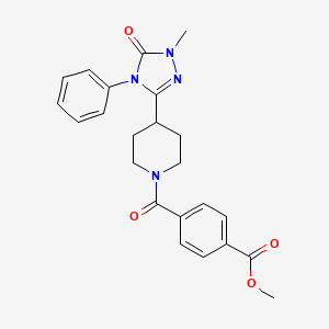 molecular formula C23H24N4O4 B2358926 Methyl-4-(4-(1-Methyl-5-oxo-4-phenyl-4,5-dihydro-1H-1,2,4-triazol-3-yl)piperidin-1-carbonyl)benzoat CAS No. 1421463-16-2