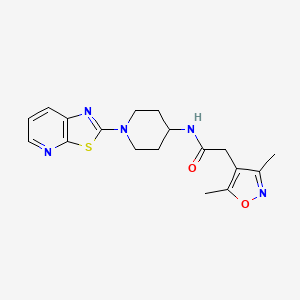 molecular formula C18H21N5O2S B2358935 2-(3,5-dimethylisoxazol-4-yl)-N-(1-(thiazolo[5,4-b]pyridin-2-yl)piperidin-4-yl)acetamide CAS No. 2034243-20-2