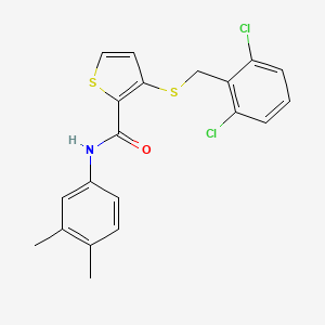 molecular formula C20H17Cl2NOS2 B2358937 3-[(2,6-dichlorobenzyl)sulfanyl]-N-(3,4-dimethylphenyl)-2-thiophenecarboxamide CAS No. 251097-40-2